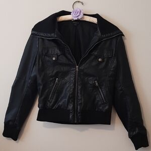 UK2LA Faux leather bomber jacket.  Medium black